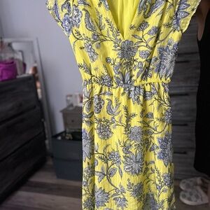 Floral Yellow and Gray Dress